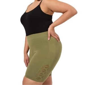 Torrid Bike Shorts Army Green Slashed Sides Size 4 High Waisted